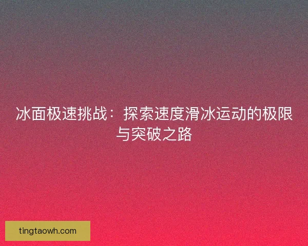 冰面极速挑战：探索速度滑冰运动的极限与突破之路